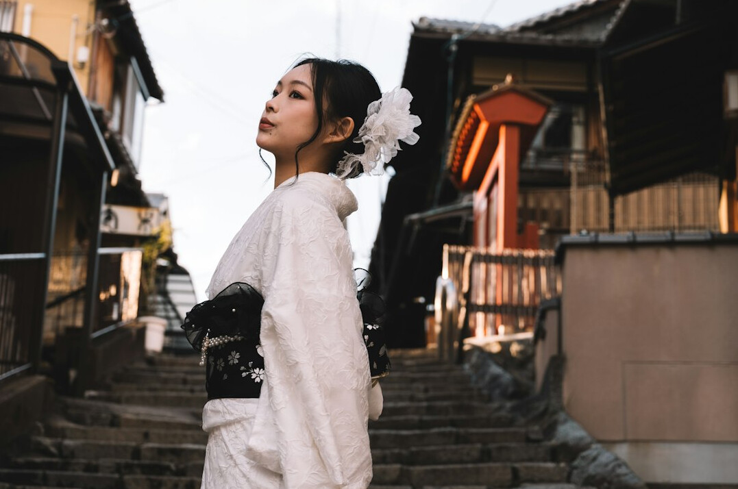Japanese actress in elegant modern outfit