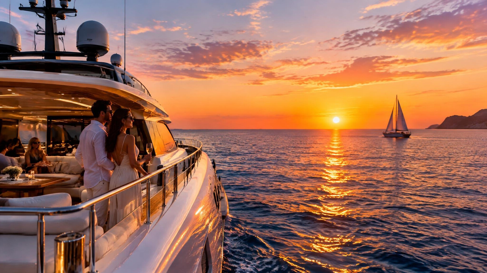 luxury yacht on ocean